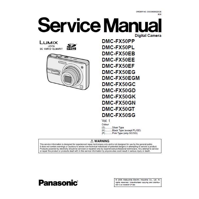 DMC-FX50 Panasonic Lumix  Factory Service Repair Manual